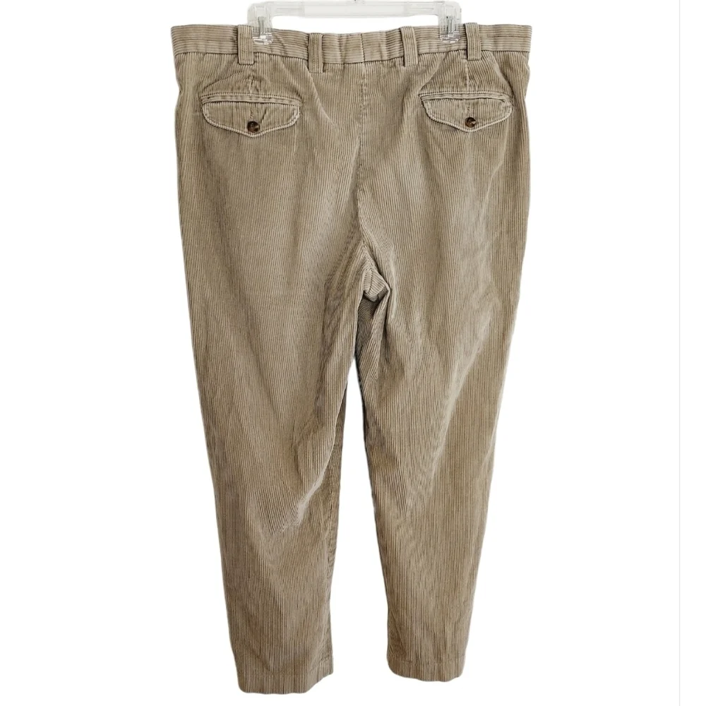 LL Bean Men's Corduroy Pants Classic Fit Khaki Tan Wide Wale Cord Size 42 X 33
